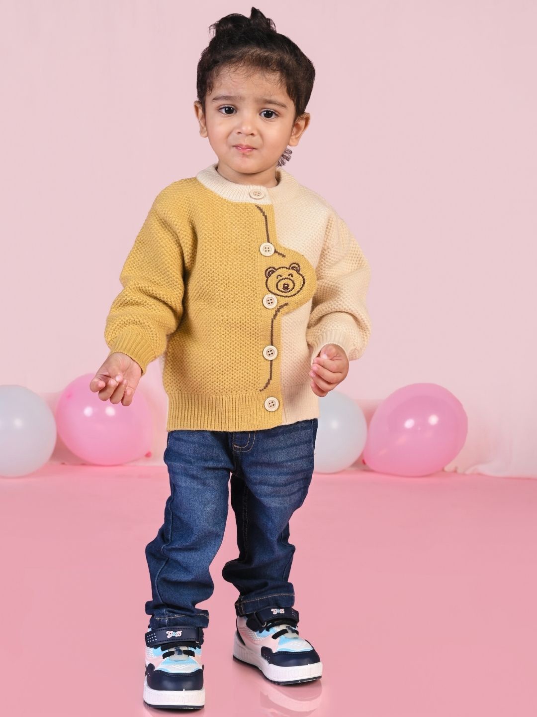 

MAMA AND PEACHES Kids Colourblocked Long Sleeves Fashion Sweater, Yellow