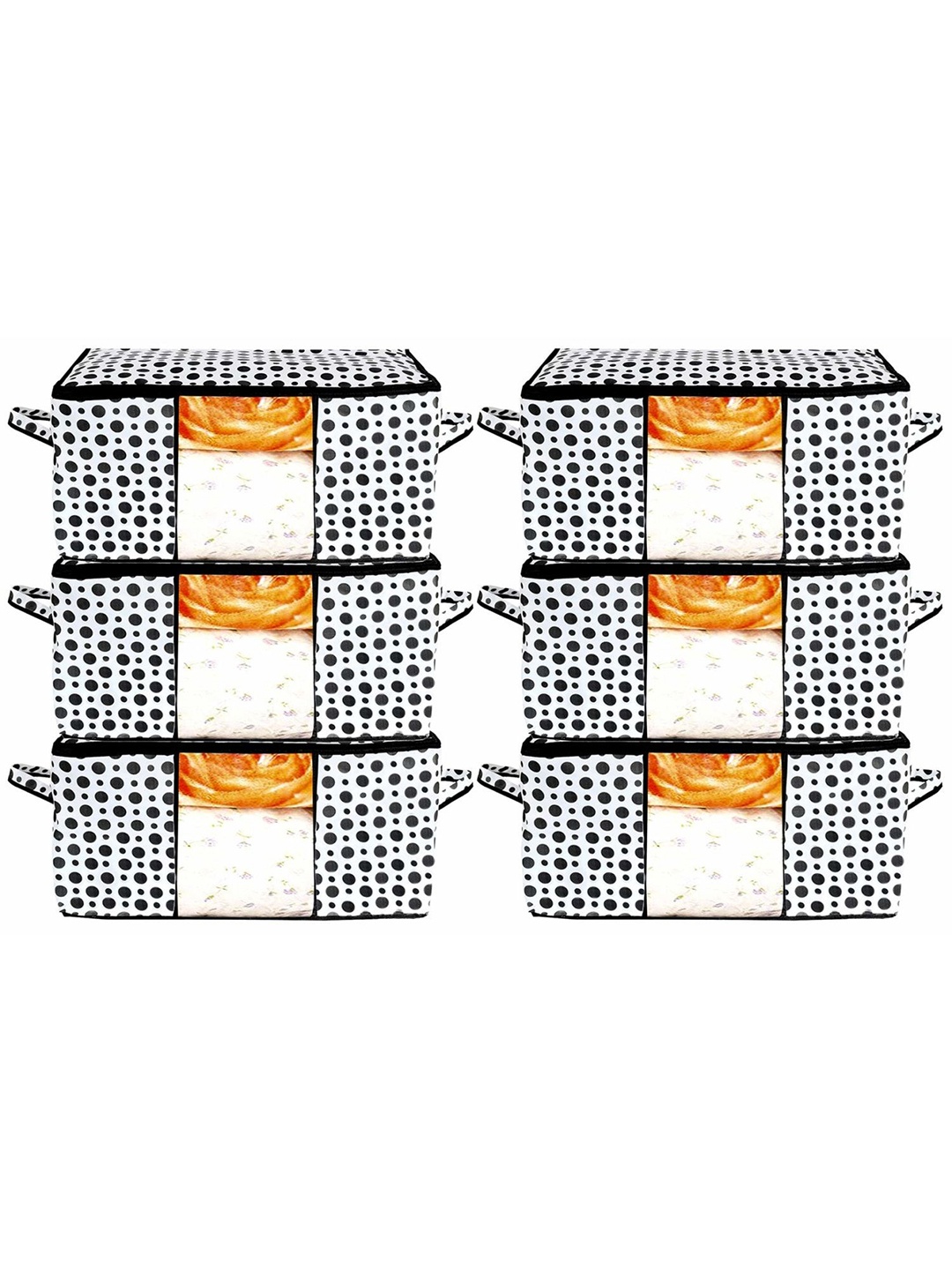 

Kuber Industries Black & White 6 Pieces Polka Dot Printed Drawer Organisers