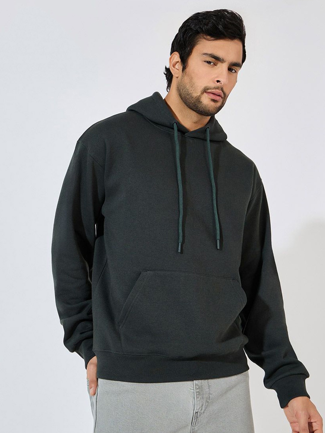 

Styli Men Relaxed Fit Fleece Hoodie with Kangaroo Pocket, Blue