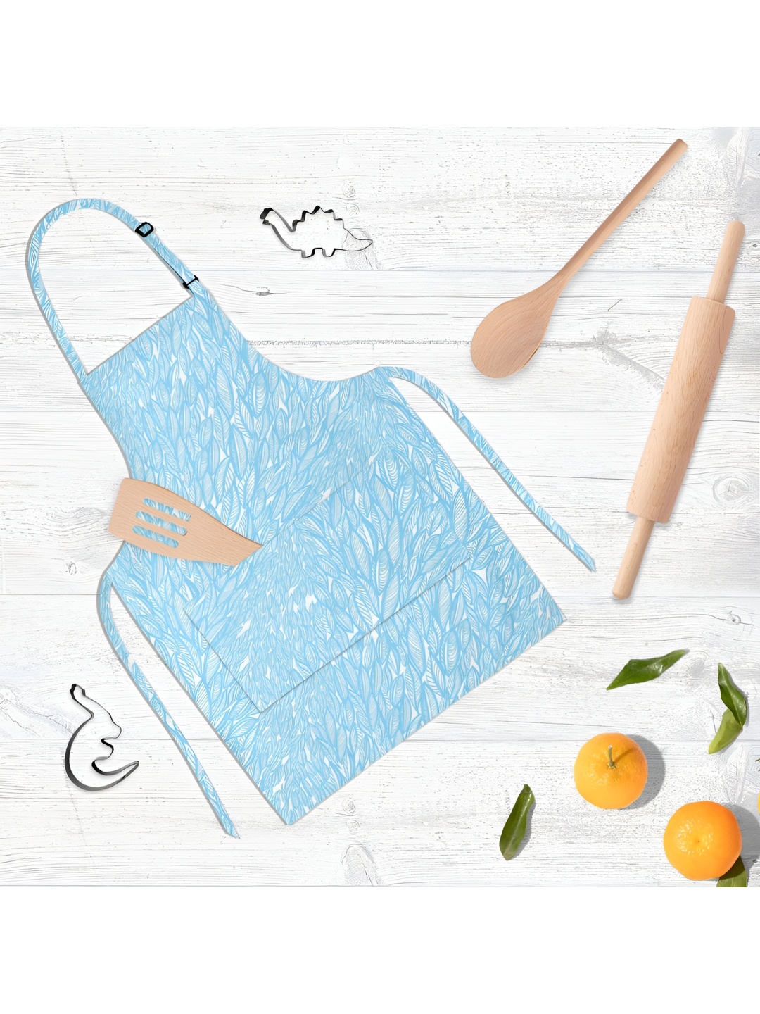 

ArtzFolio Kids Blue & White Printed Cotton Aprons