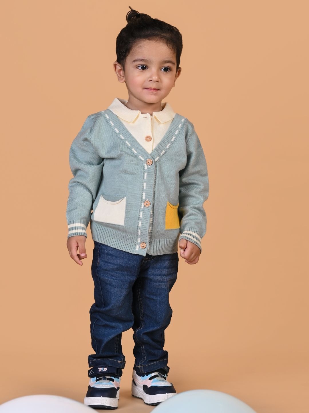 

MAMA AND PEACHES Kids Self Design Long Sleeves Fashion Sweater, Teal