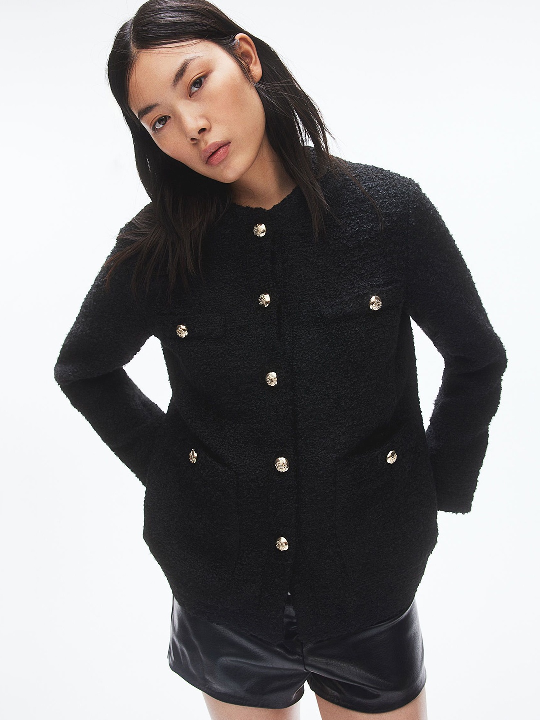 

H&M Boucl Jacket, Black