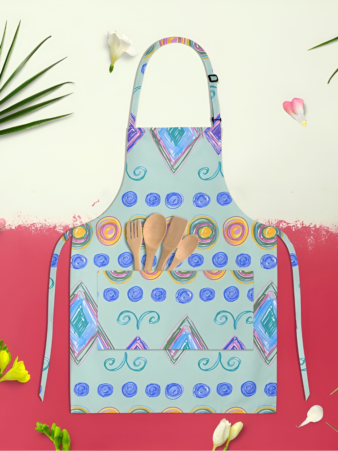 

ArtzFolio Green & Blue Printed Pure Cotton Apron