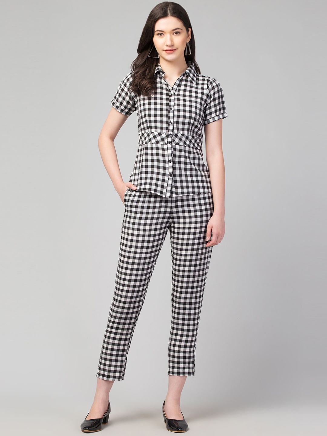 

Zuvino Checked Cotton Shirt With Trousers, Black
