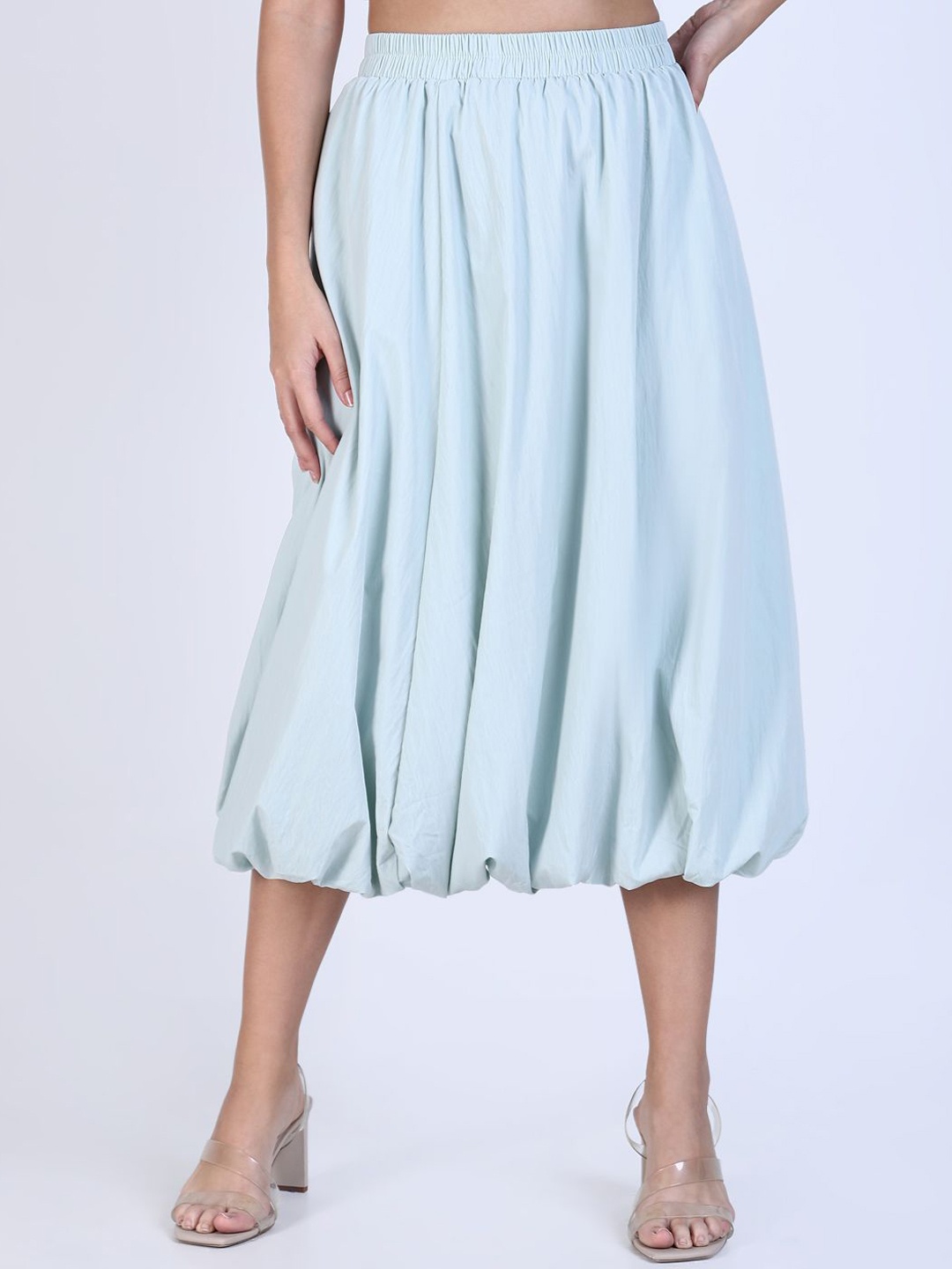 

SHOWOFF Women Solid Balloon Midi Skirt, Sea green