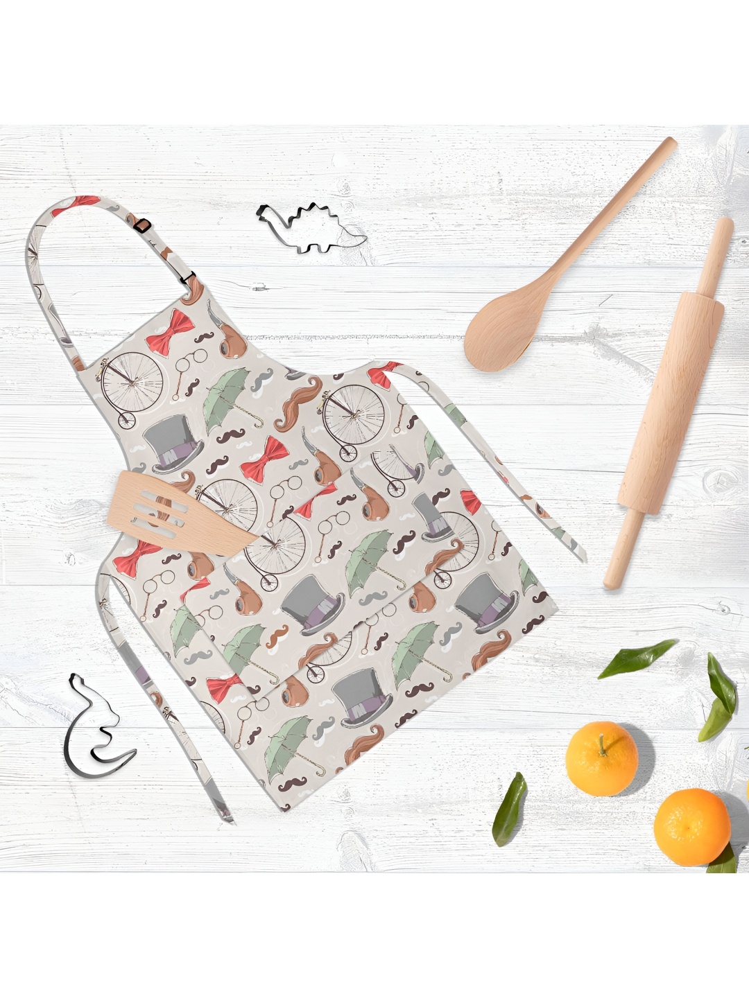 

ArtzFolio Kids Grey & Red Printed Cotton Aprons