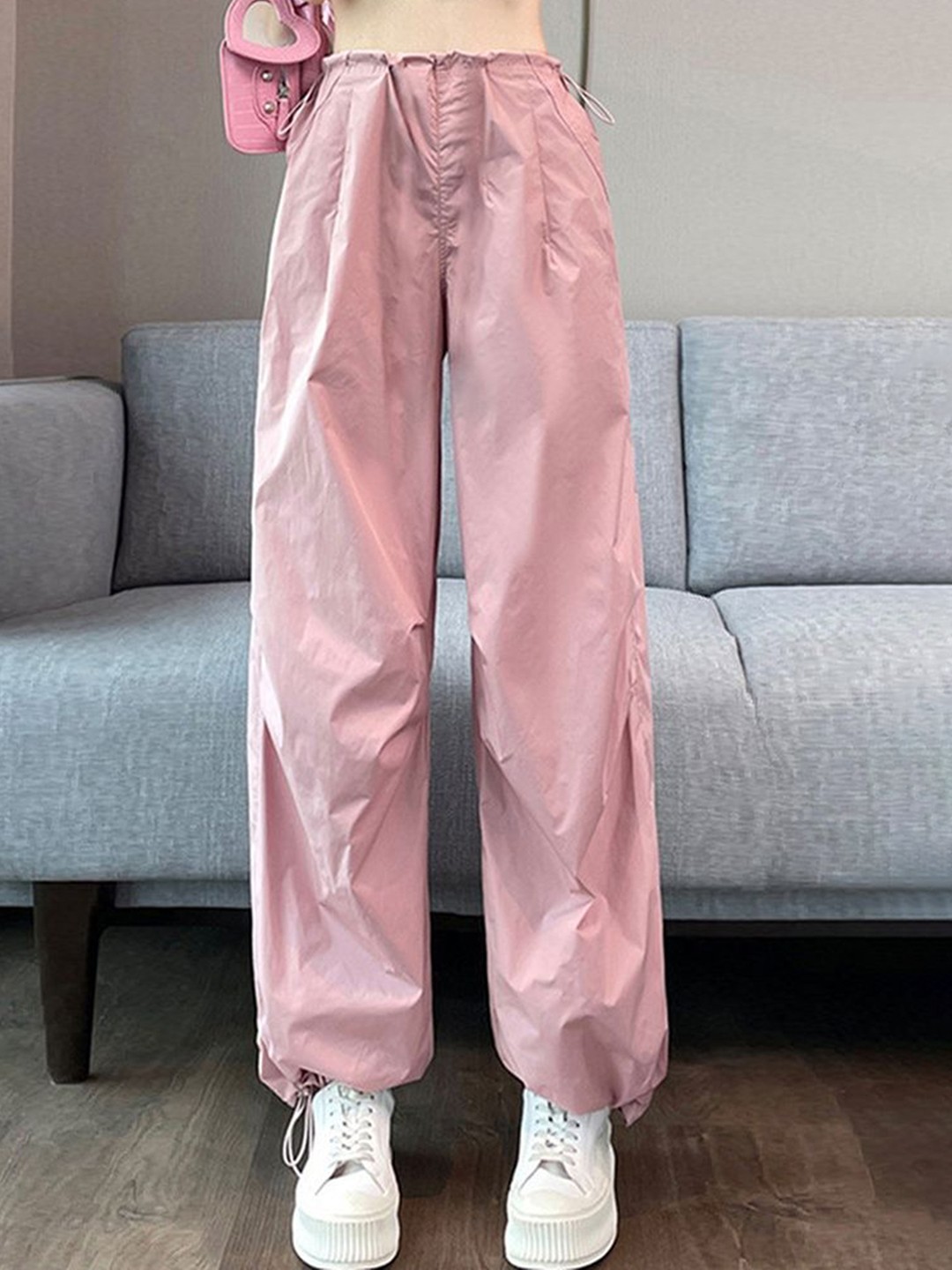

LULU & SKY Women Straight Fit High-Rise Trousers, Pink