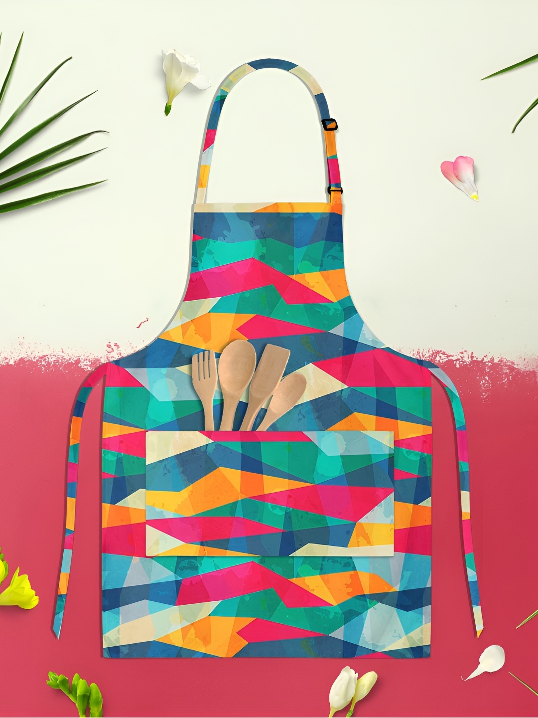 

ArtzFolio Grunge Mosaic Pink & Green Printed Cotton Apron