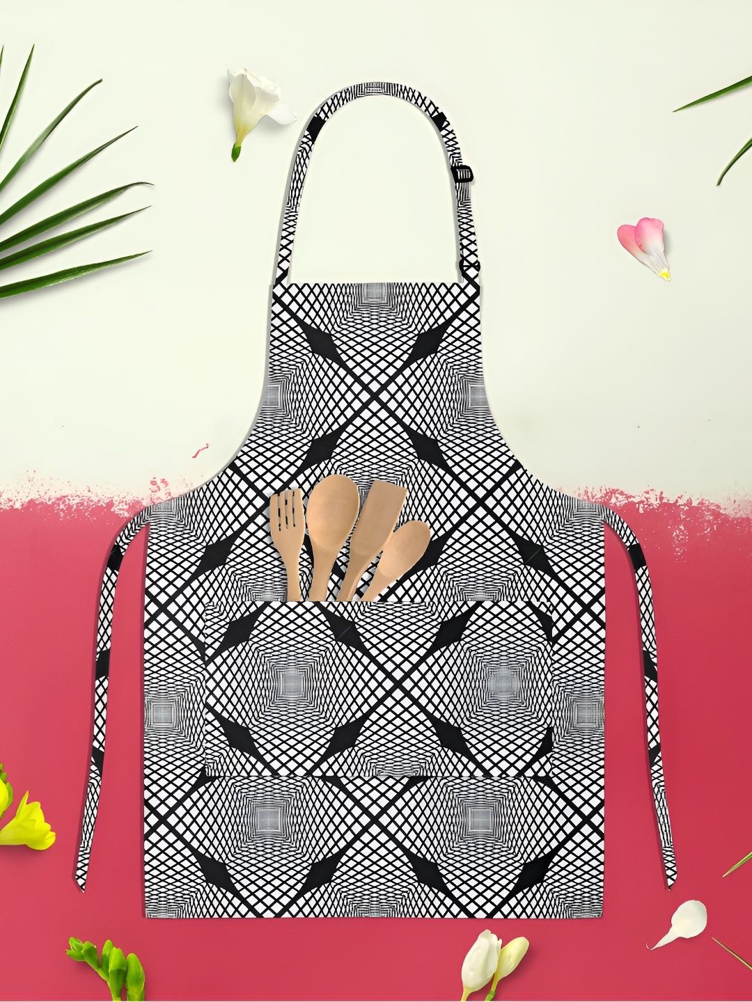 

ArtzFolio Kids Black & White Printed Cotton Aprons