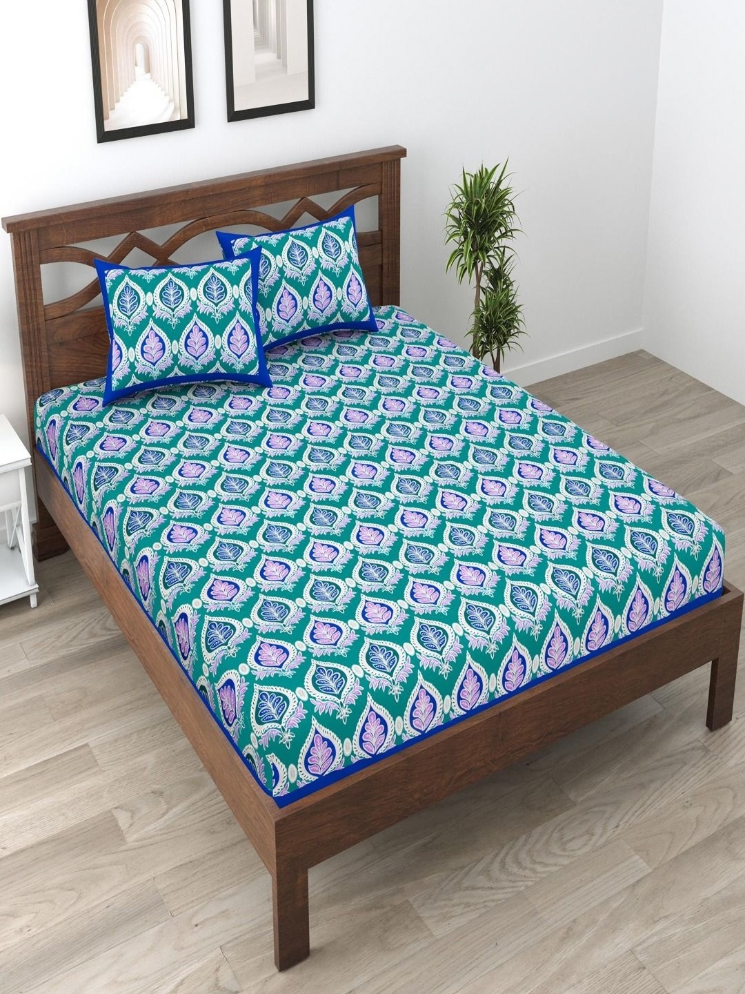 

UNIQCHOICE Blue Floral 120TC Pure Cotton Queen Bedsheet & 2 Pillow Covers- 2.35 m x 2.15 m