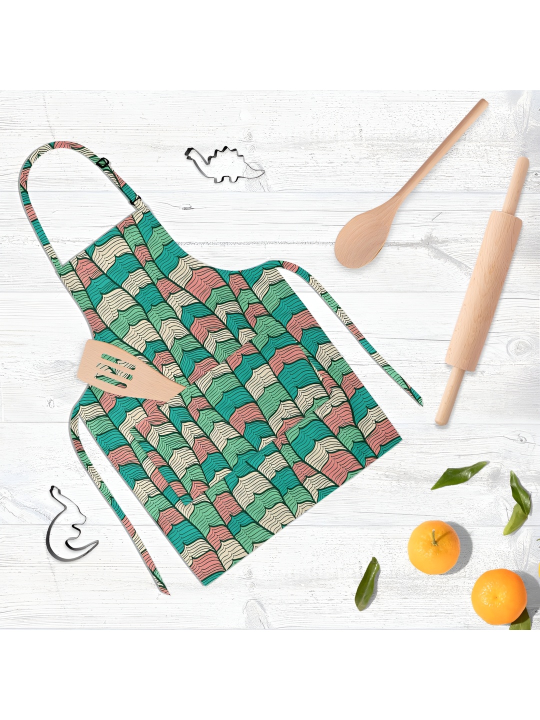 

ArtzFolio Green & Beige Printed Cotton Aprons