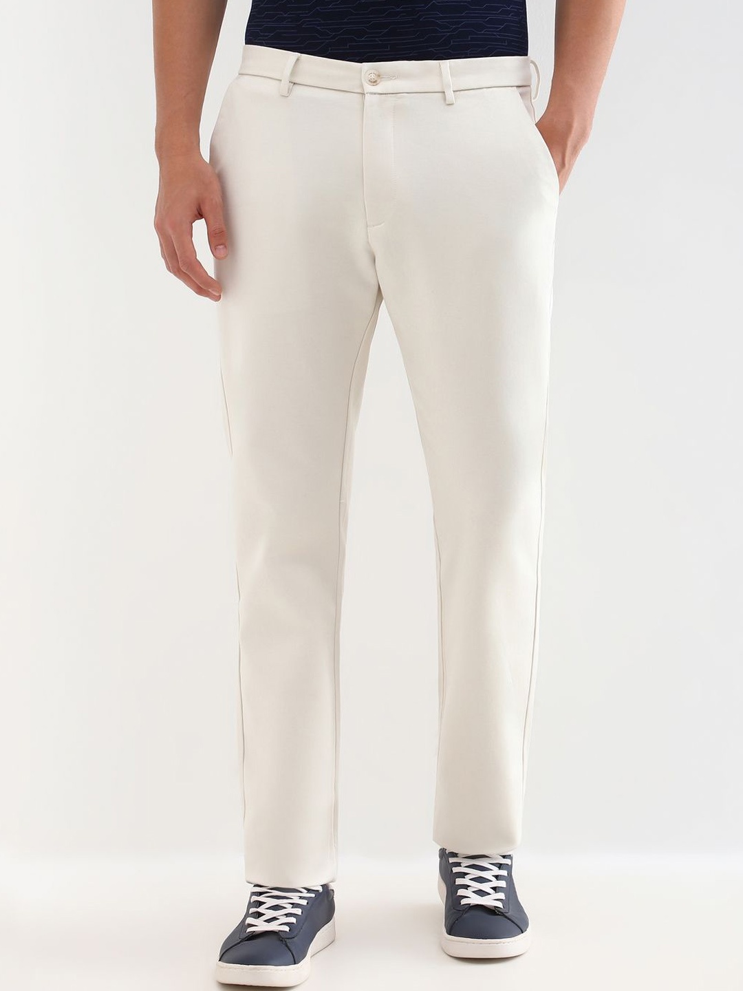 

Allen Solly Men Mid-Rise Formal Trousers, White