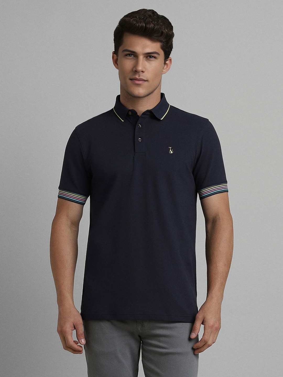 

SIMON CARTER LONDON Men Solid Polo Collar T-shirt, Navy blue