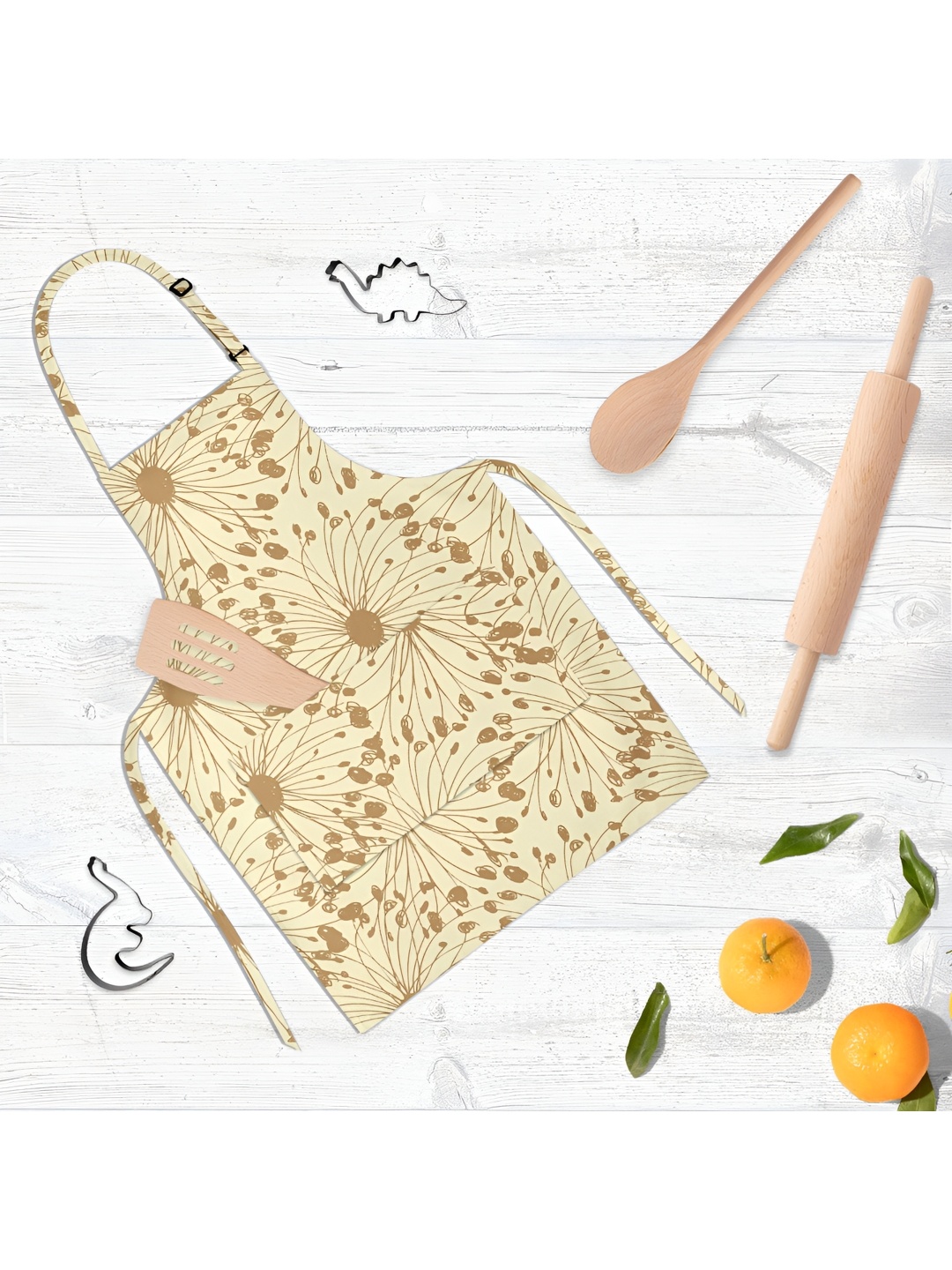

ArtzFolio Yellow & Brown Printed Cotton Aprons