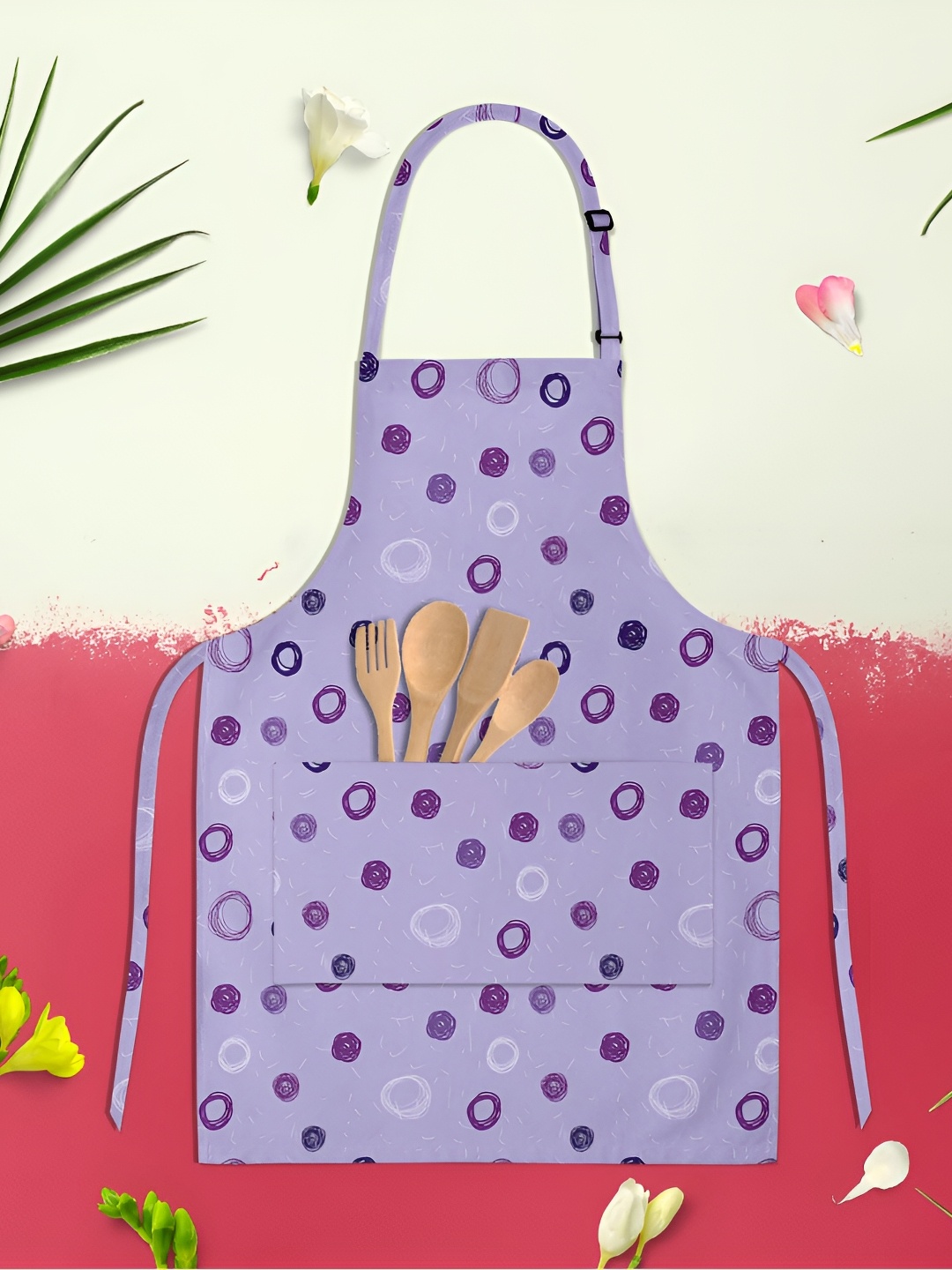 

ArtzFolio Kids Purple & White Printed Cotton Aprons