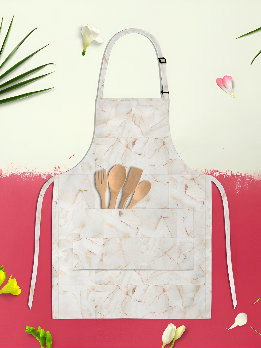 

ArtzFolio Natural Pattern D1 Kids White & Brown Printed Cotton Apron