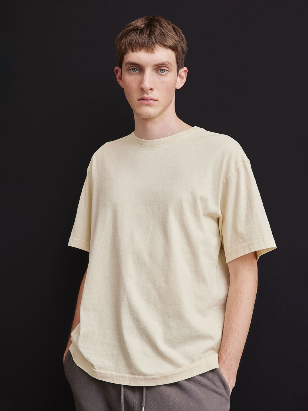 

H&M Loose Fit Washed-look T-shirt, Beige