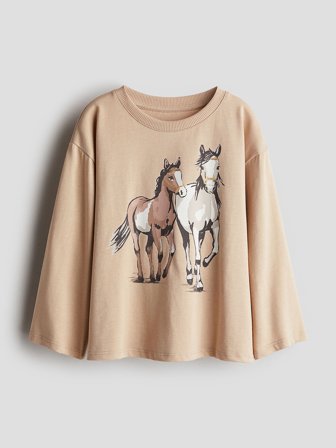 

H&M Girls Printed Cotton Top, Beige
