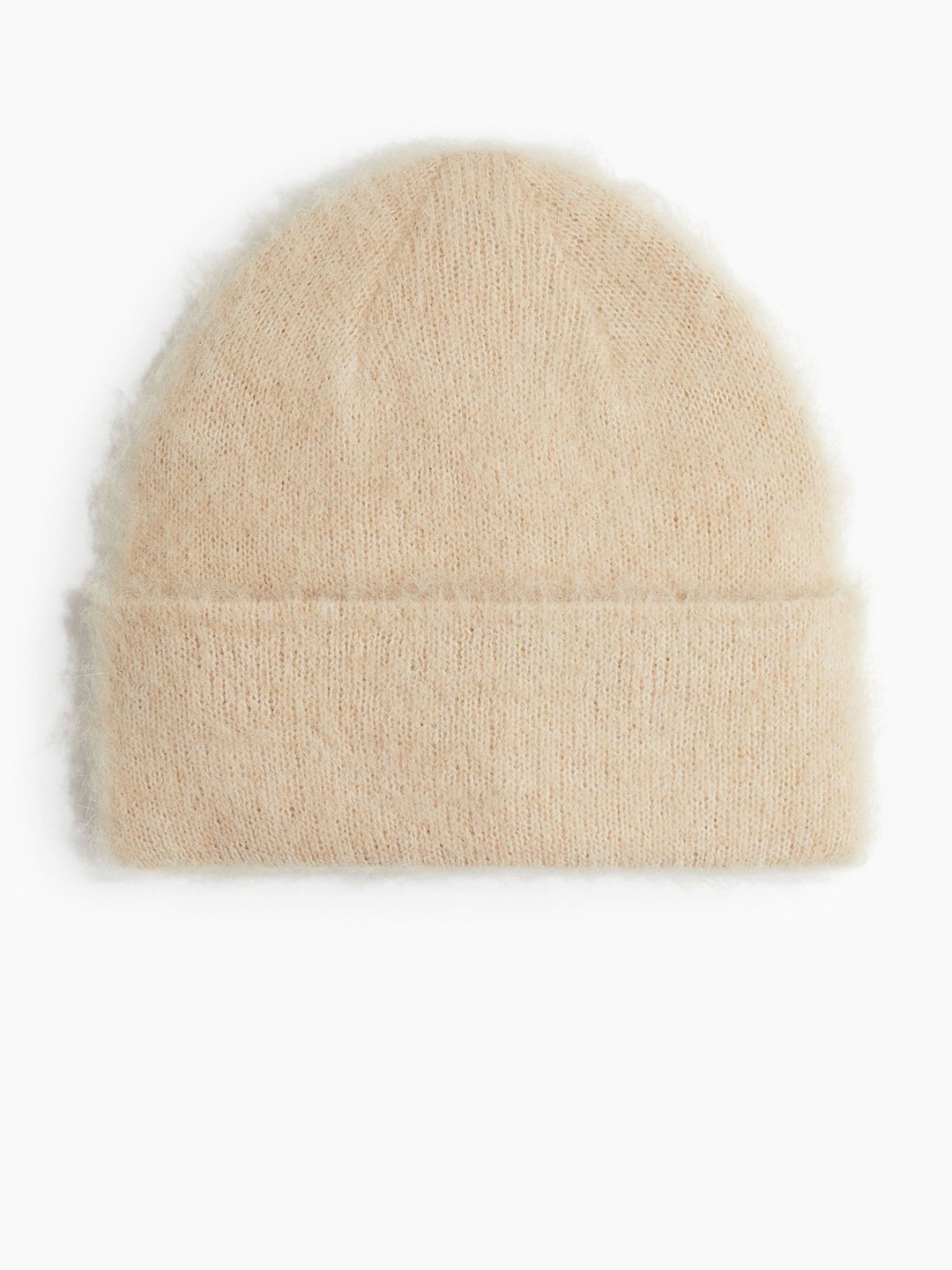 

H&M Men Fuzzy Wool-Blend Beanie, Beige