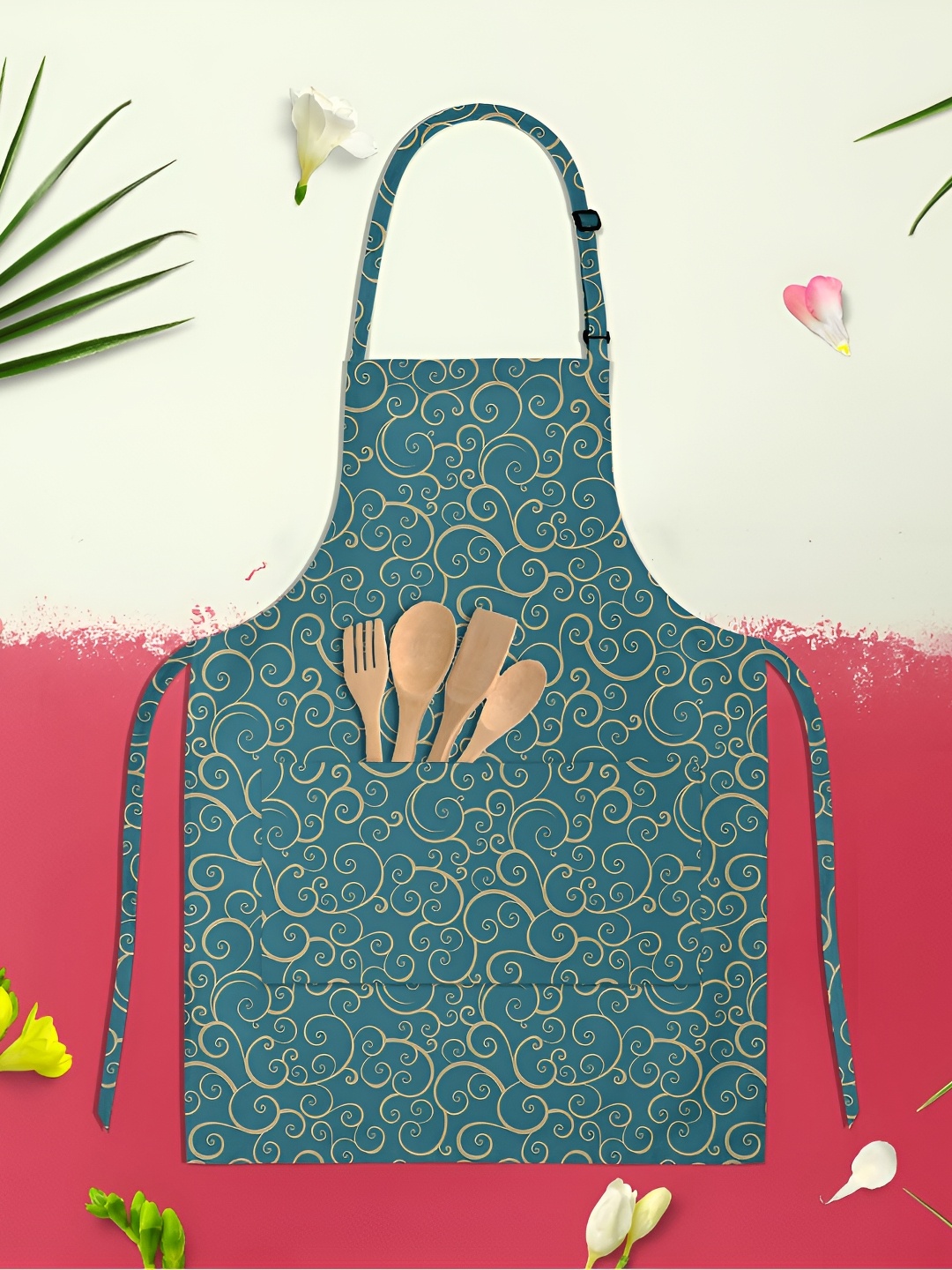 

ArtzFolio Blue & Yellow Printed Cotton Aprons