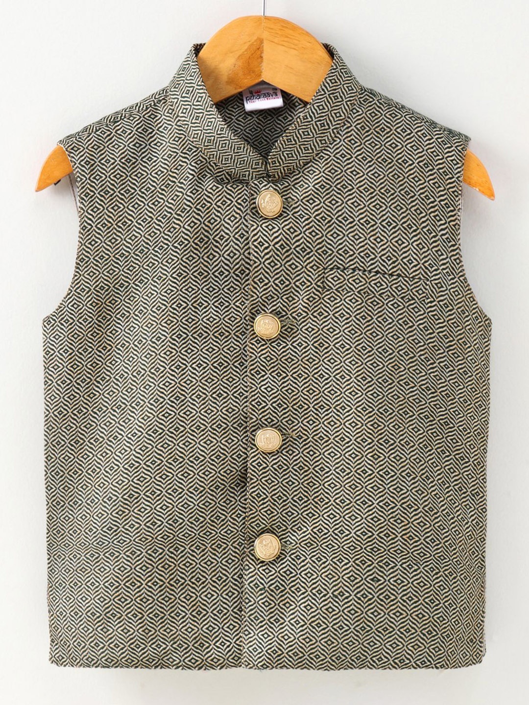

Pehanaava Boys Woven Design Nehru jacket, Grey