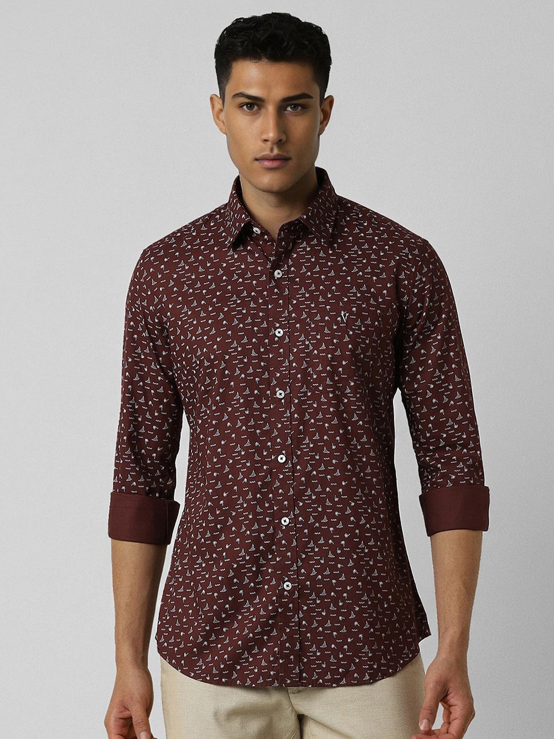 

Van Heusen Sport Men Slim Fit Opaque Printed Casual Shirt, Maroon