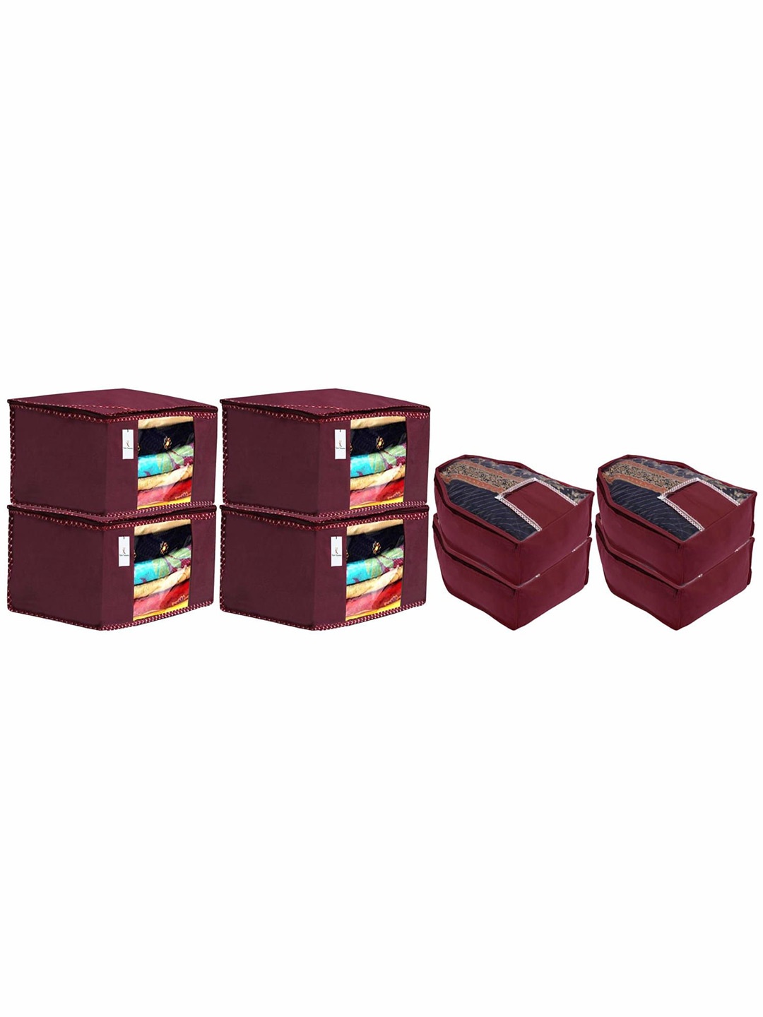 

Kuber Industries Maroon 8 Pieces Saree Covers & Blouse Covers Organisers