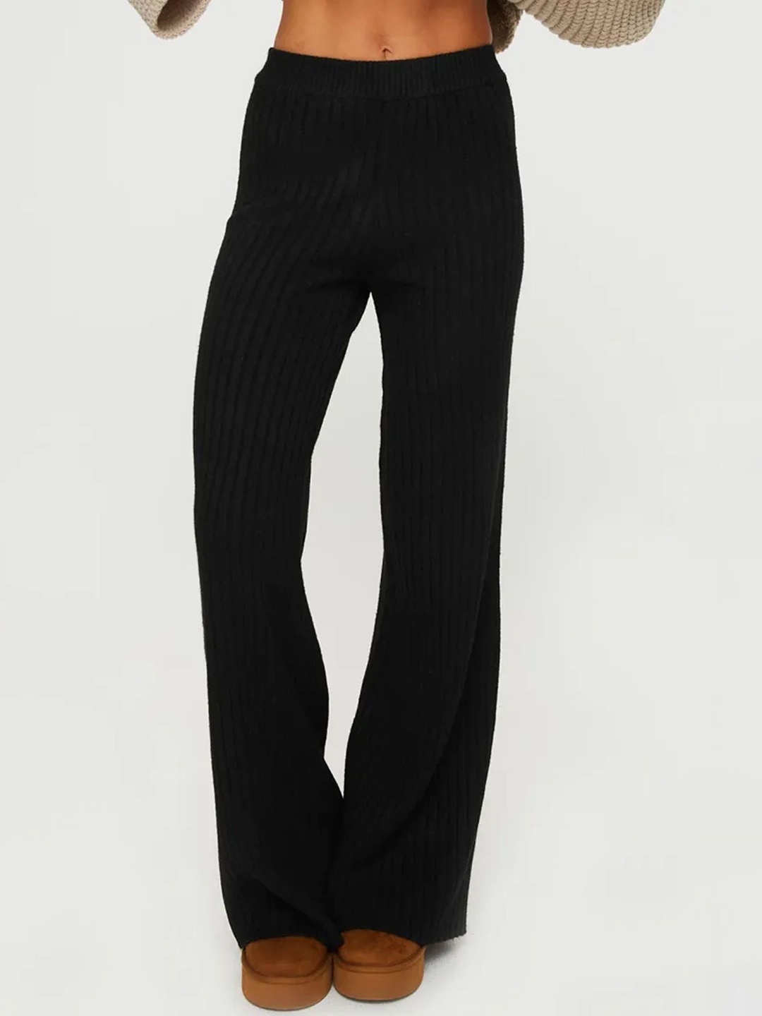

LULU & SKY Women Straight Fit Trousers, Black