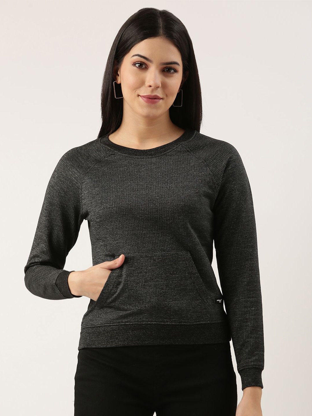 

ARISE Women Round Neck Sweatshirt, Black