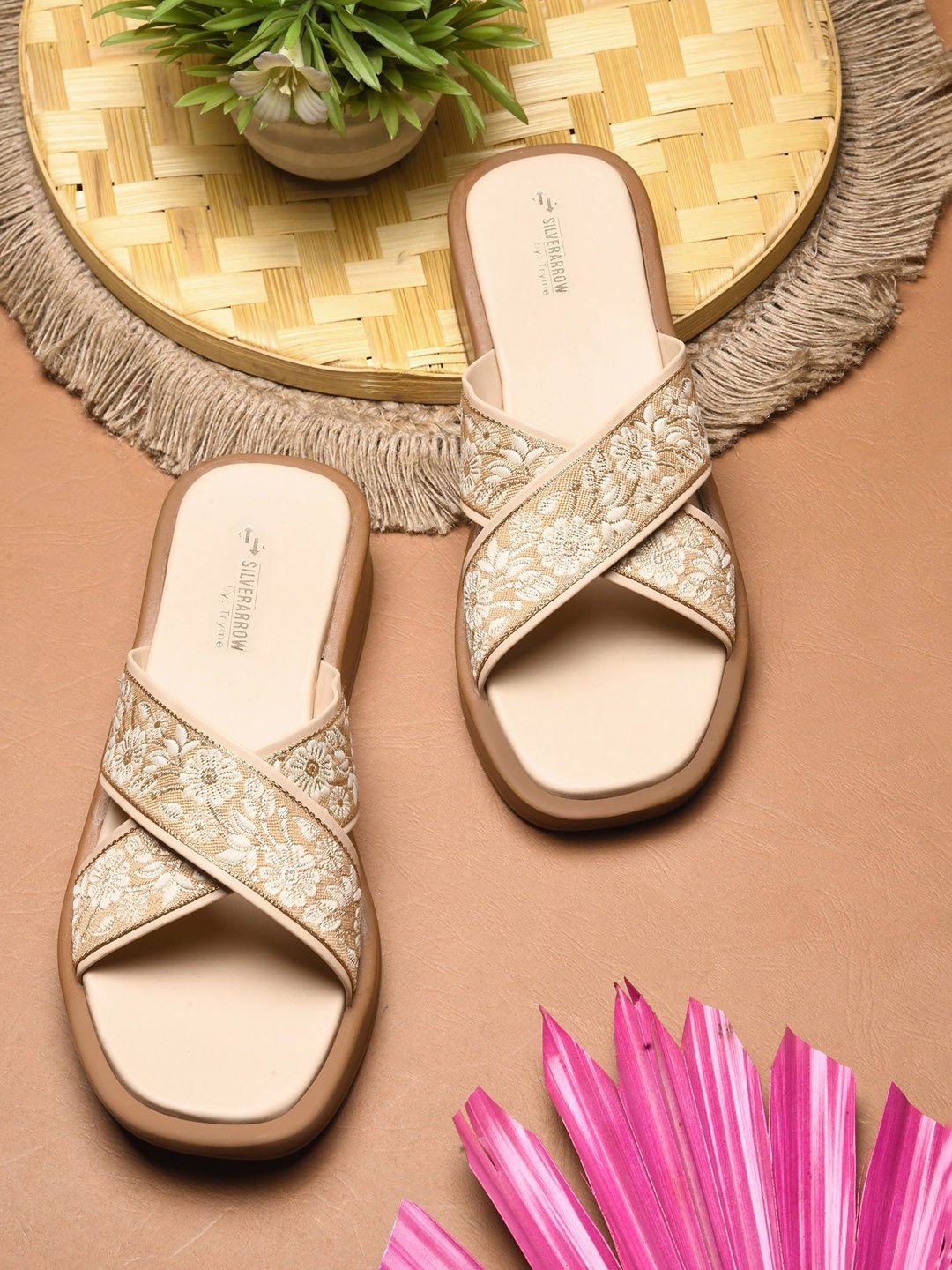

Try Me Women Synthetic Leather Open Toe Platform Sandals, Beige