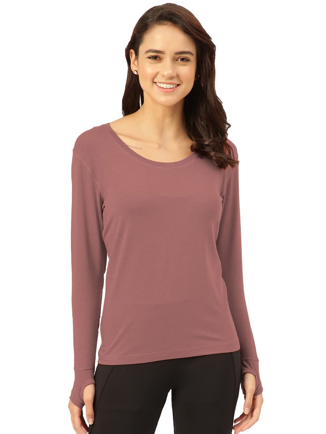 

FREECULTR Women Round Neck Long Sleeves Top, Peach