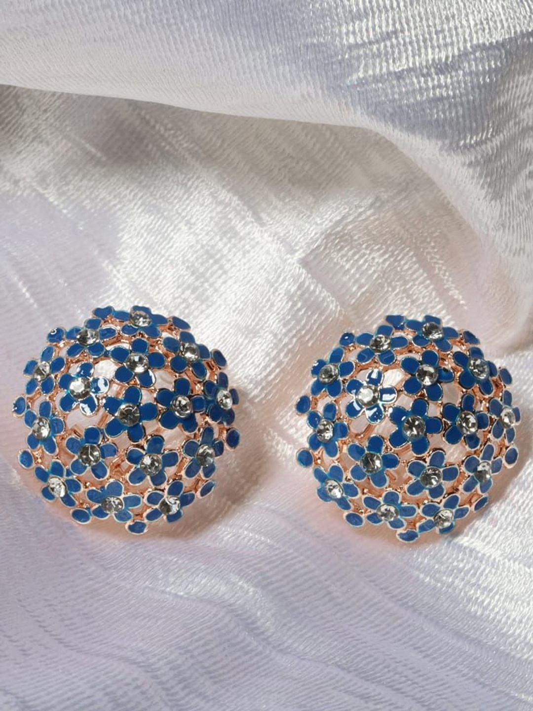 

Maansh Rose Gold-Plated Stones Studded Floral Studs