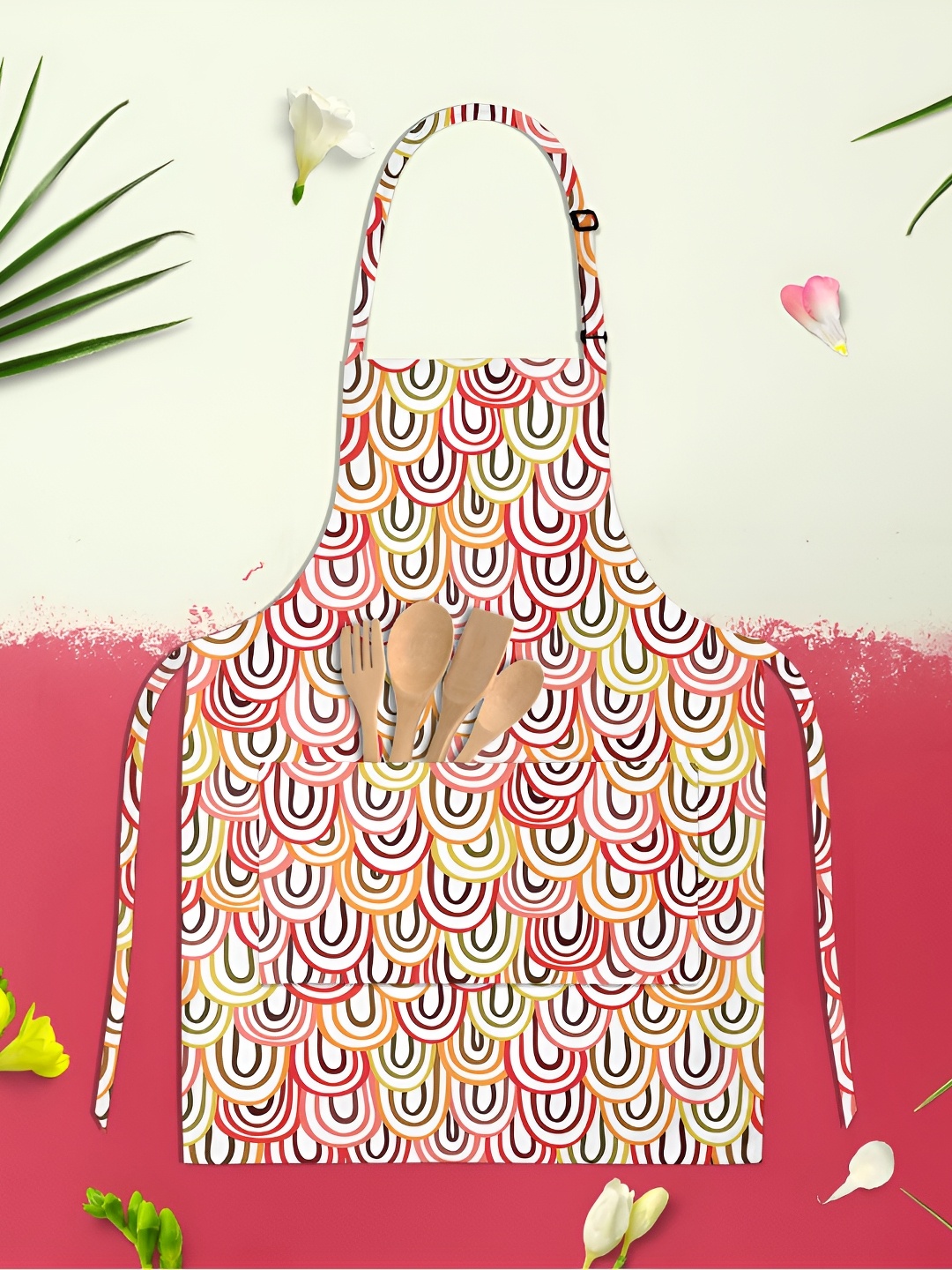 

ArtzFolio White & Red Printed Cotton Aprons