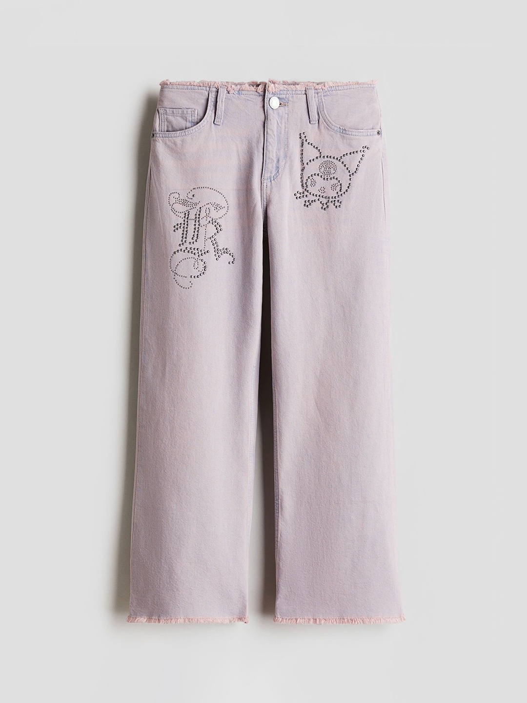 

H&M Girls Baggy Fit Bootcut Jeans, Pink