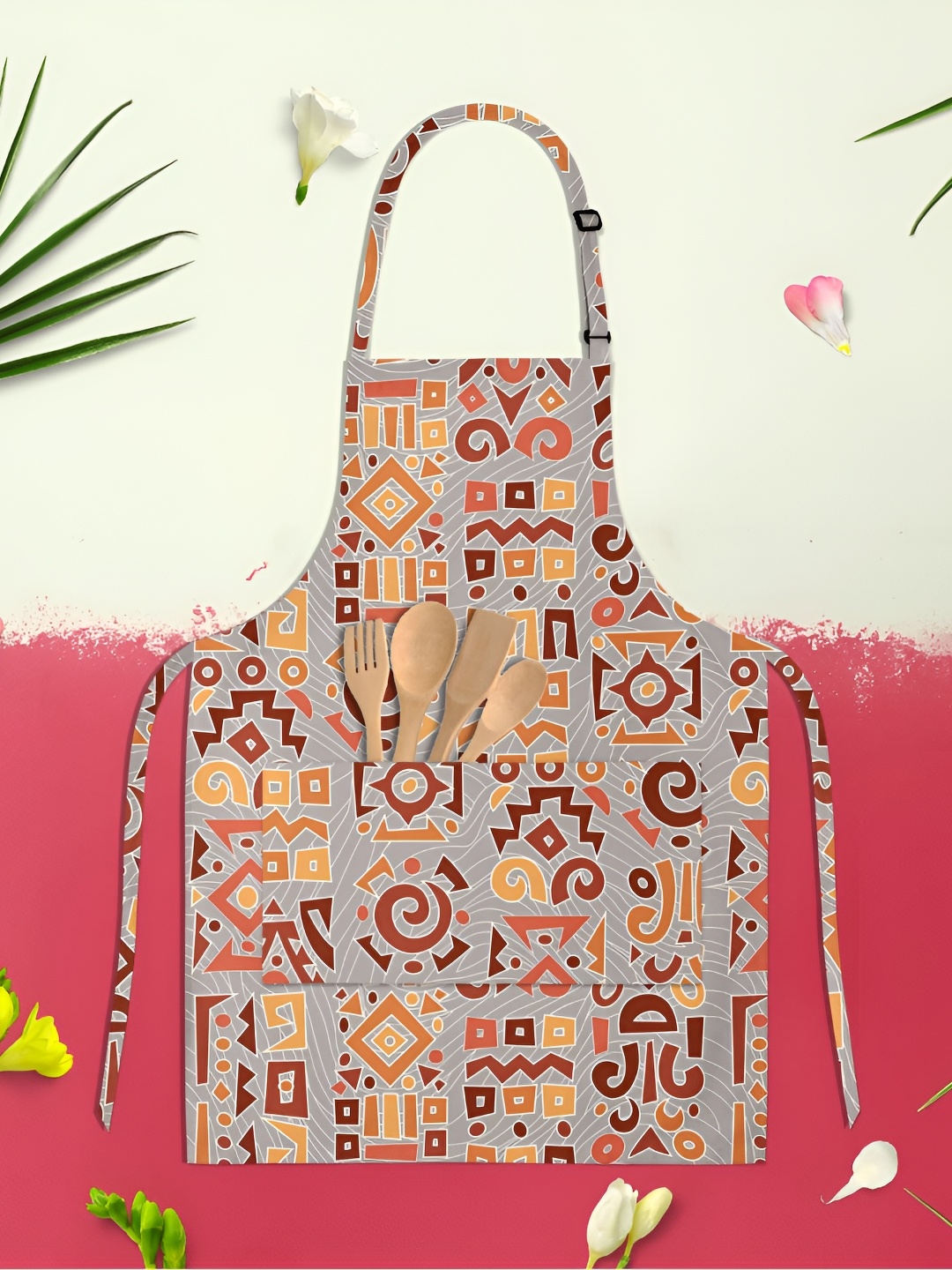 

ArtzFolio Kids Brown & Yellow Printed Cotton Aprons, Grey
