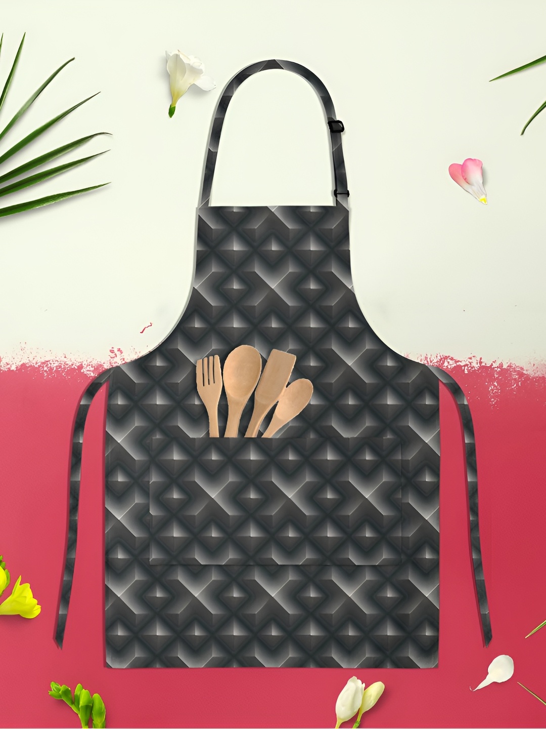 

ArtzFolio Black & Grey Printed Cotton Aprons