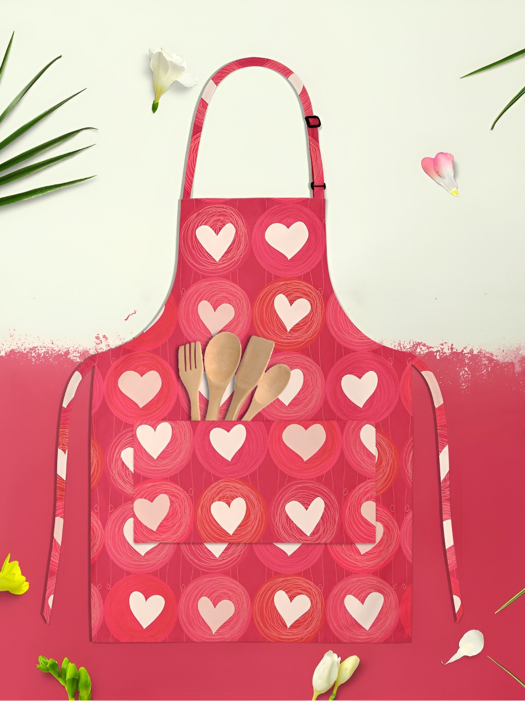 

ArtzFolio Kids Red & White Printed Cotton Aprons