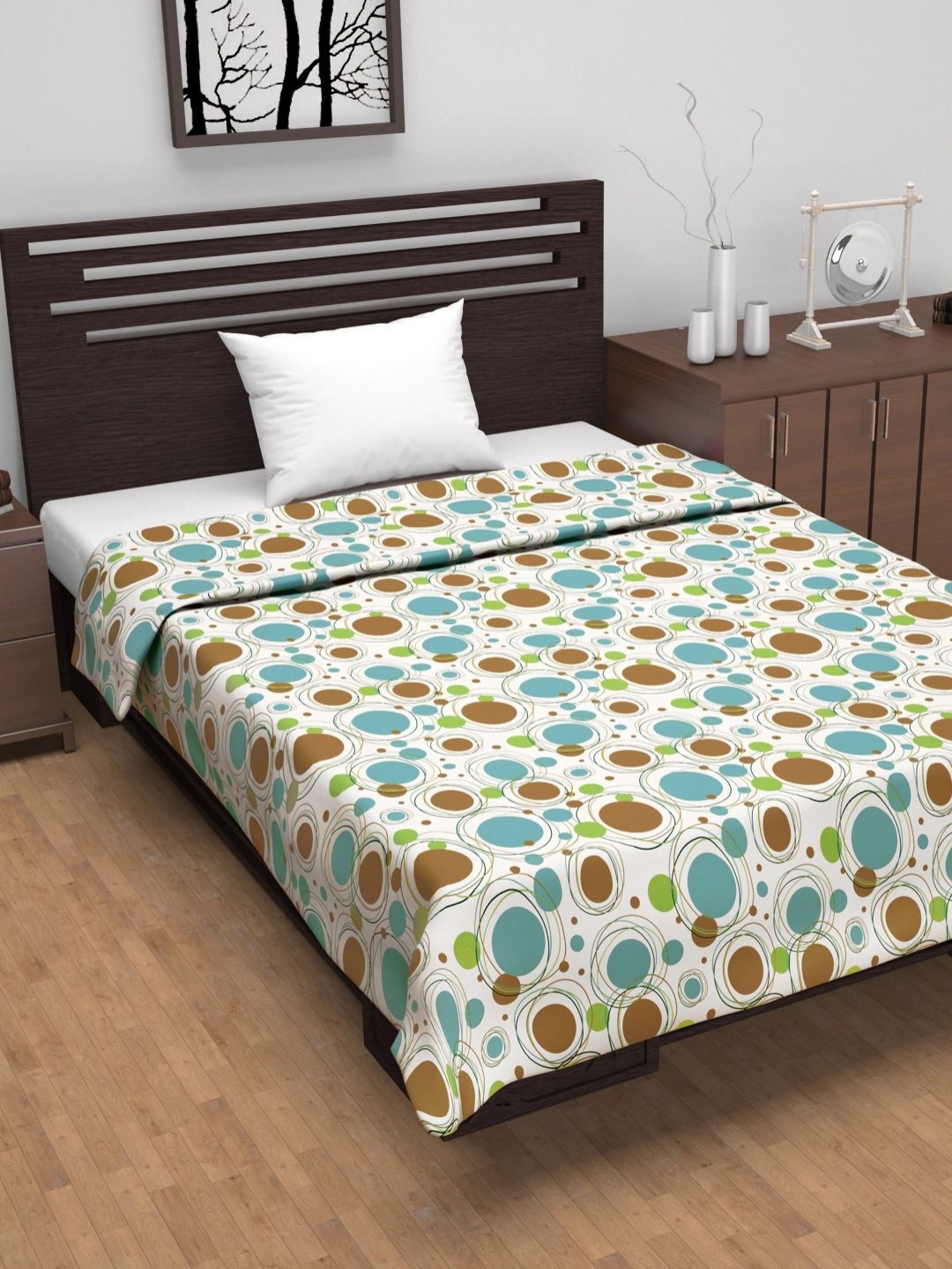 

Divine Casa Emrald White Printed Pure Cotton AC Room 120 GSM Reversible Single Bed Dohar