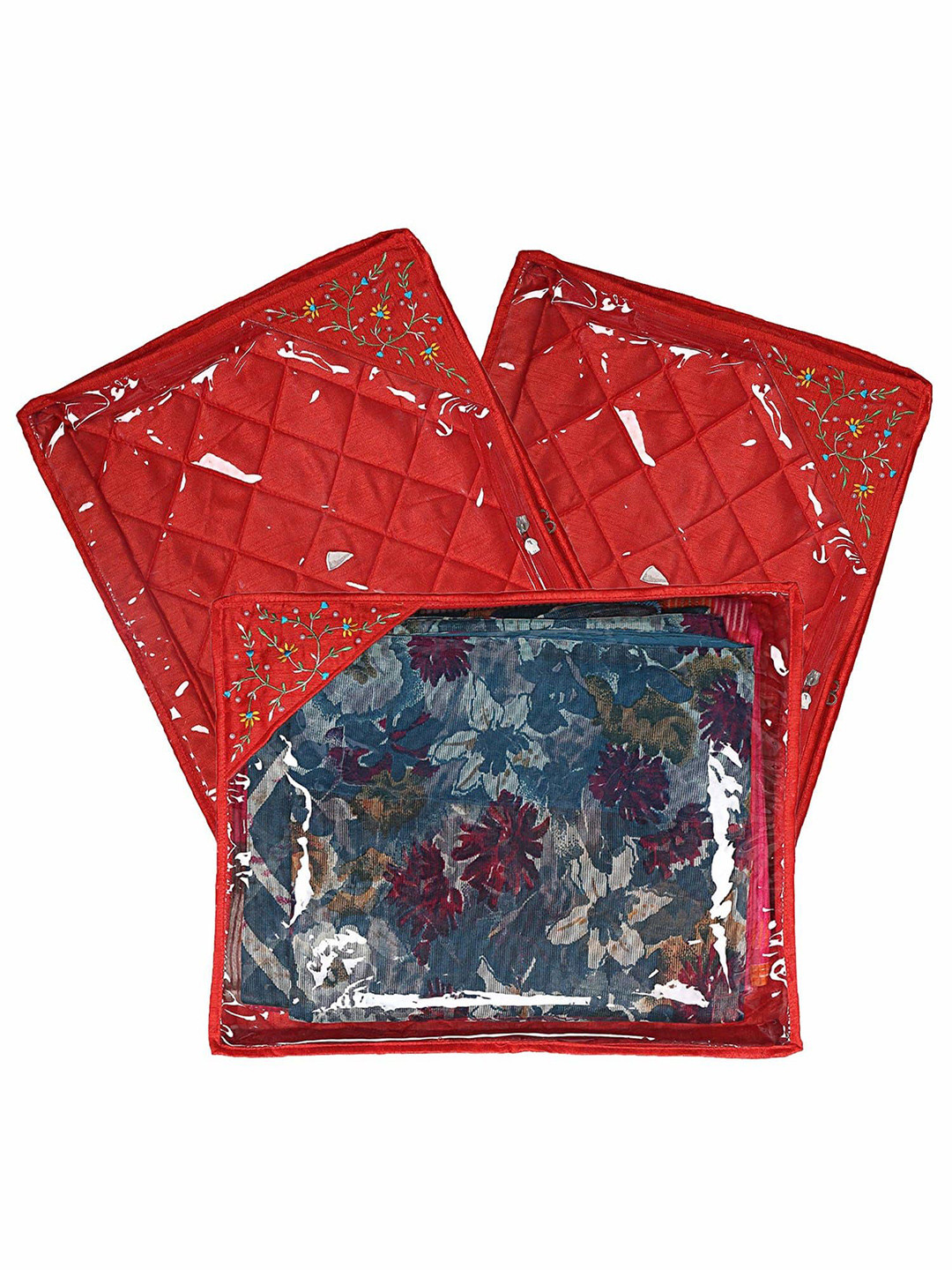 

Kuber Industries Red 3 Pieces Multi-Utility Organisers