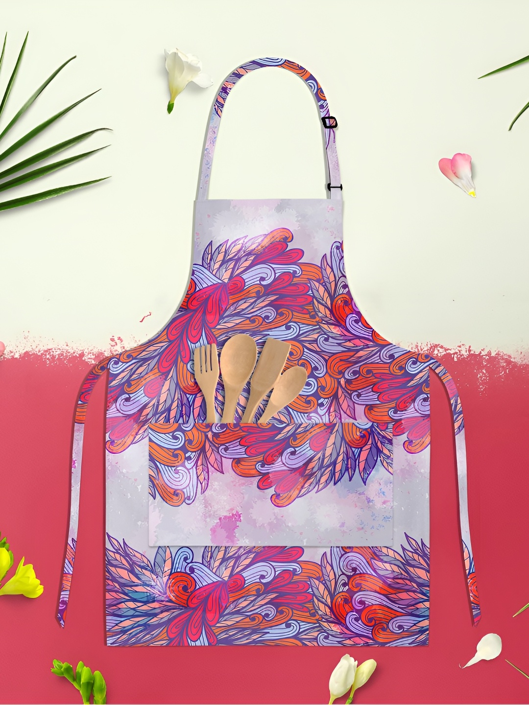 

ArtzFolio Pink & Violet Printed Pure Cotton Apron