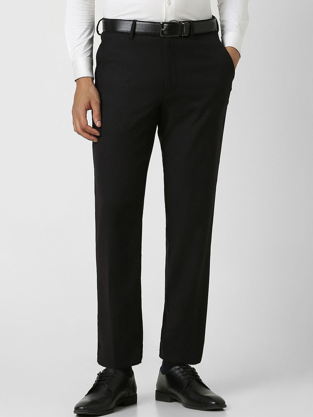 

Van Heusen Men Mid-Rise Formal Trousers, Black