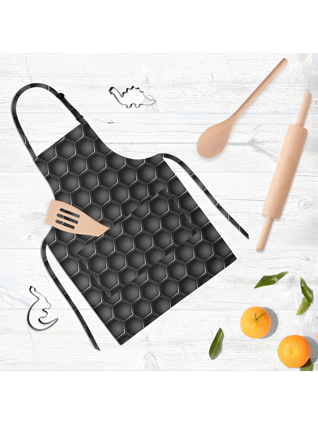 

ArtzFolio Grey & Black Printed Pure Cotton Apron