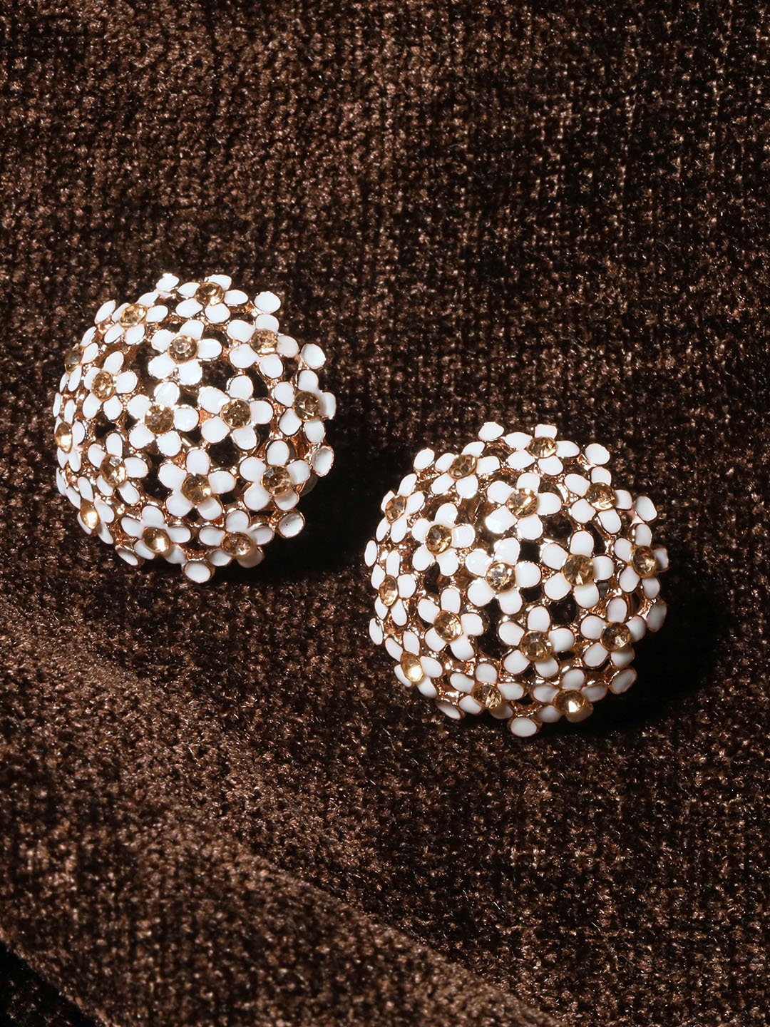 

Maansh Rose Gold Plated Stone Studded Floral Studs