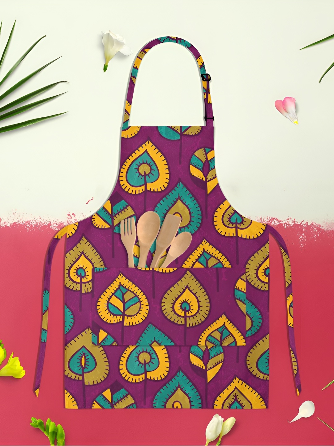 

ArtzFolio Purple & Yellow Printed Cotton Apron