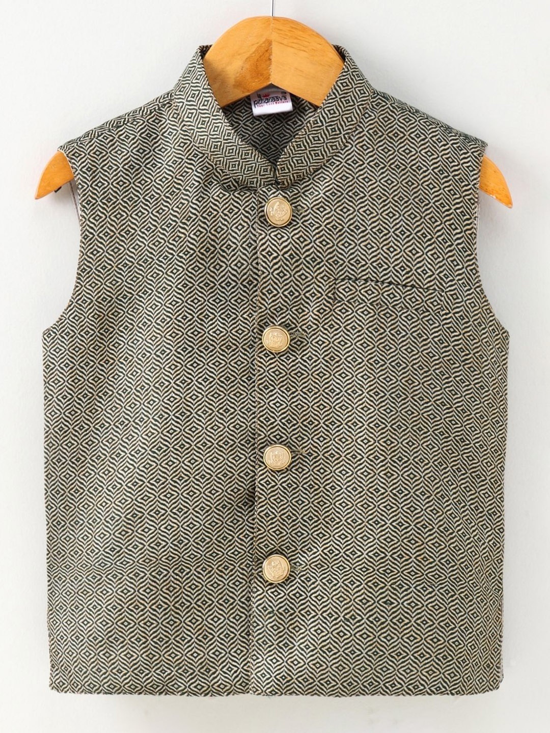

Pehanaava Boys Printed Woven Nehru jacket, Grey