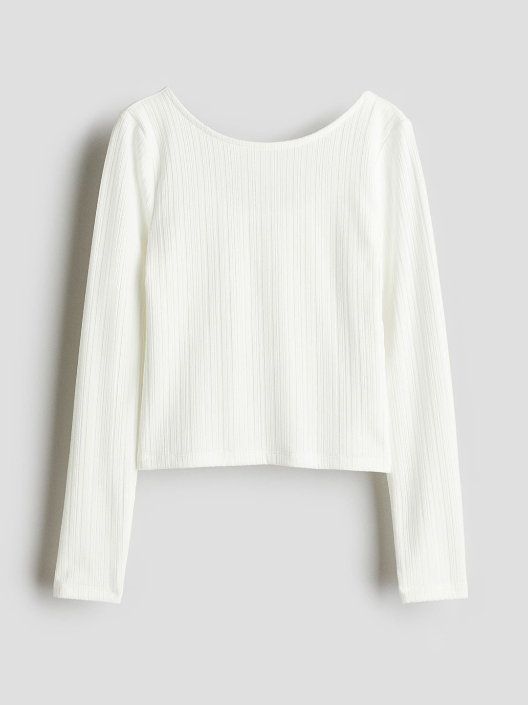 

H&M Girls Ribbed Jersey Top, White