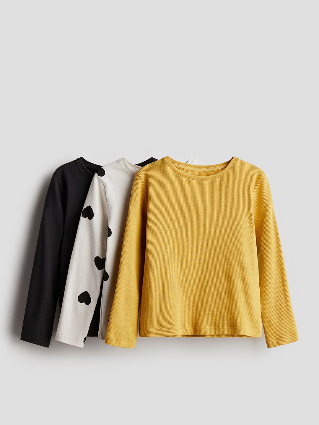 

H&M Girls 3-Pcs Long-Sleeved Tops, Yellow