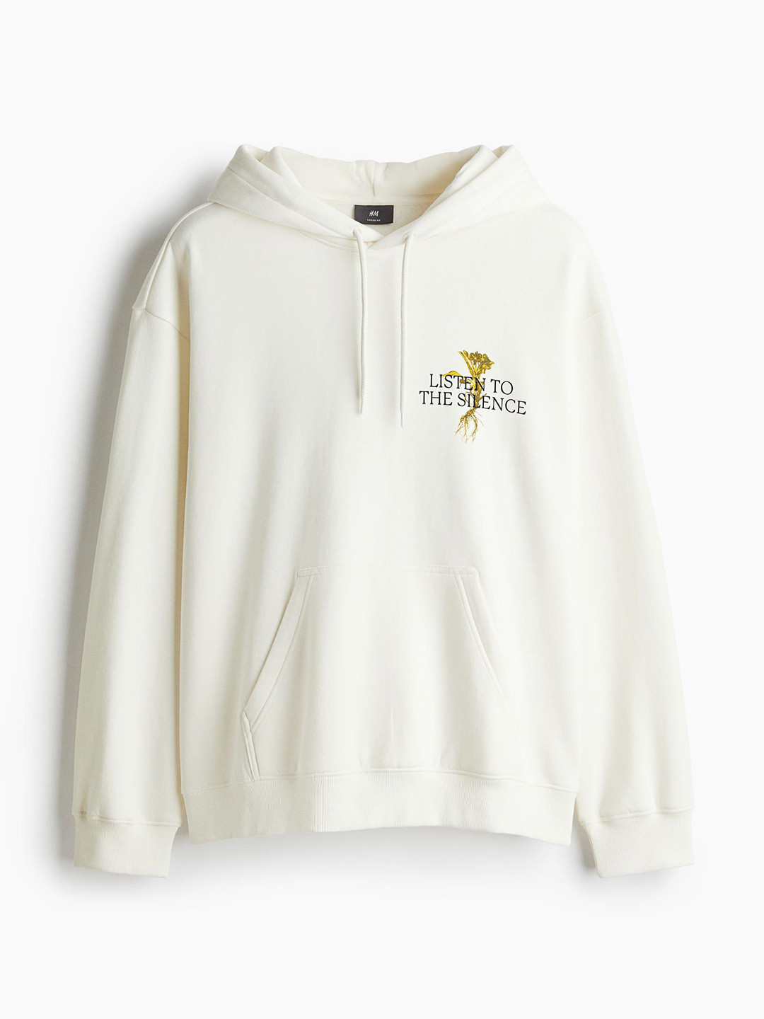 

H&M Men Loose Fit Printed Hoodie, White