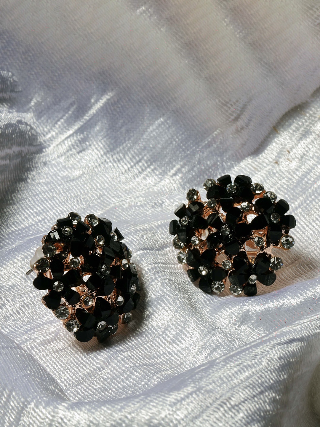 

Maansh Rose Gold Plated Stone Studded Floral Studs