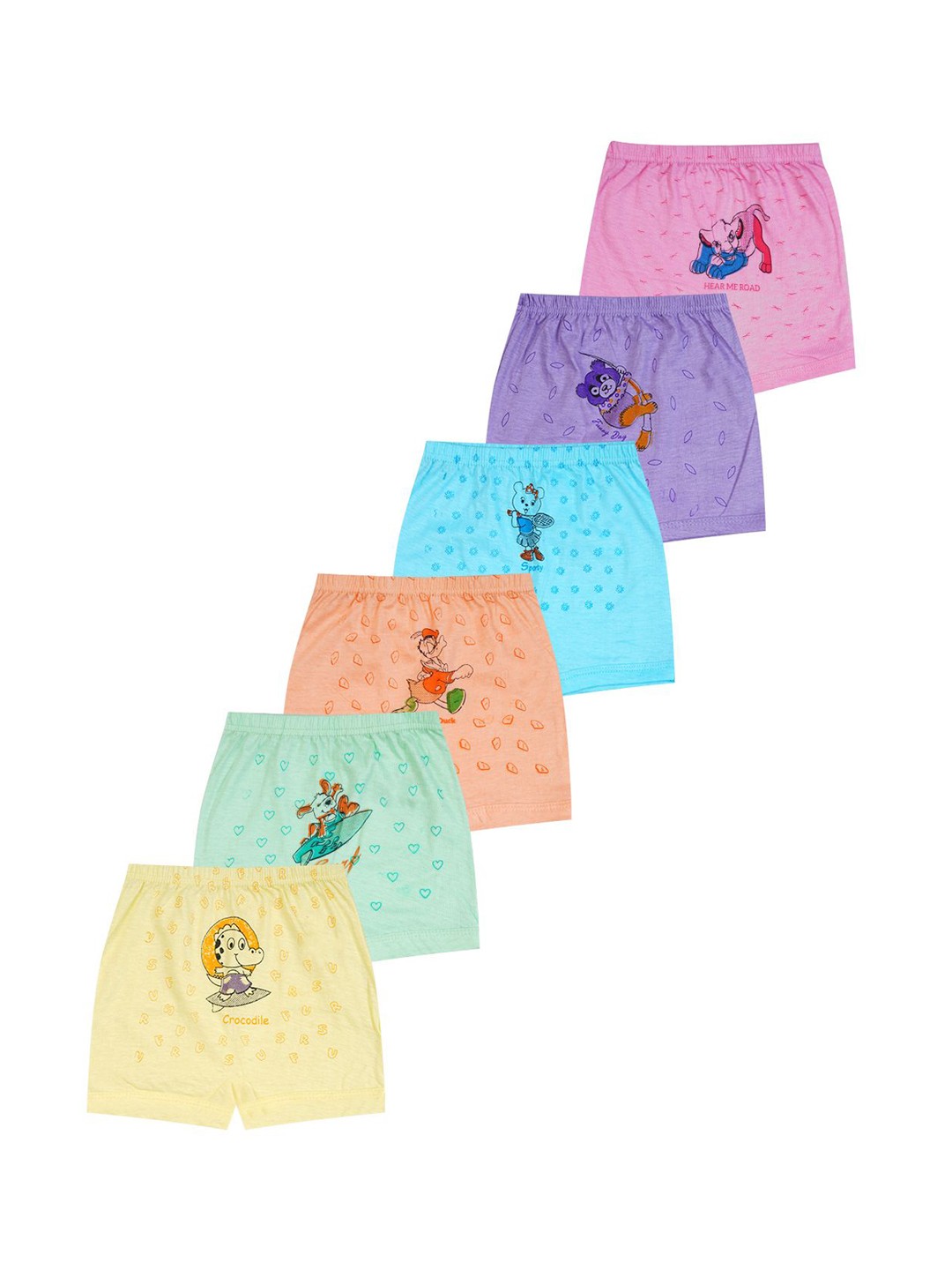 

YELLOWDELIGHT Boys Pack Of 6 Printed Cotton Boy Shorts Briefs, Pink